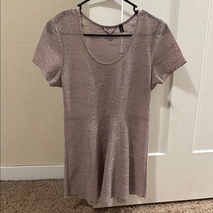 BKE Pink Fitted Peplum Short Sleeve T-Shirt